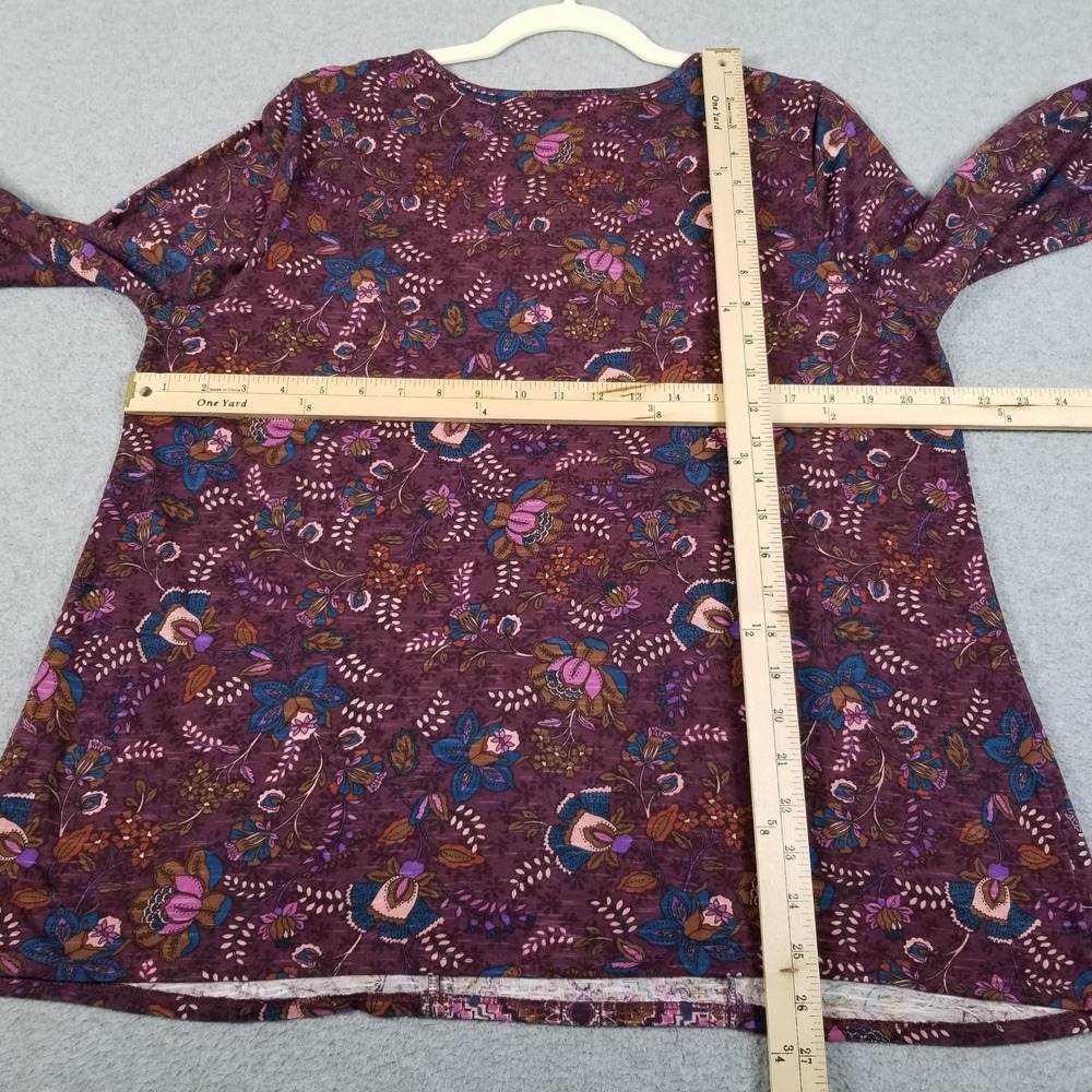 Vintage America Top Women L Large Purple Floral Boho Peasant Blouse Long Sleeve - Picture 6 of 12